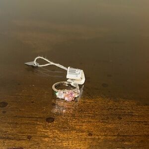 NWT Danecraft Sterling Silver Three Stone Pink Tarnish Free Ring